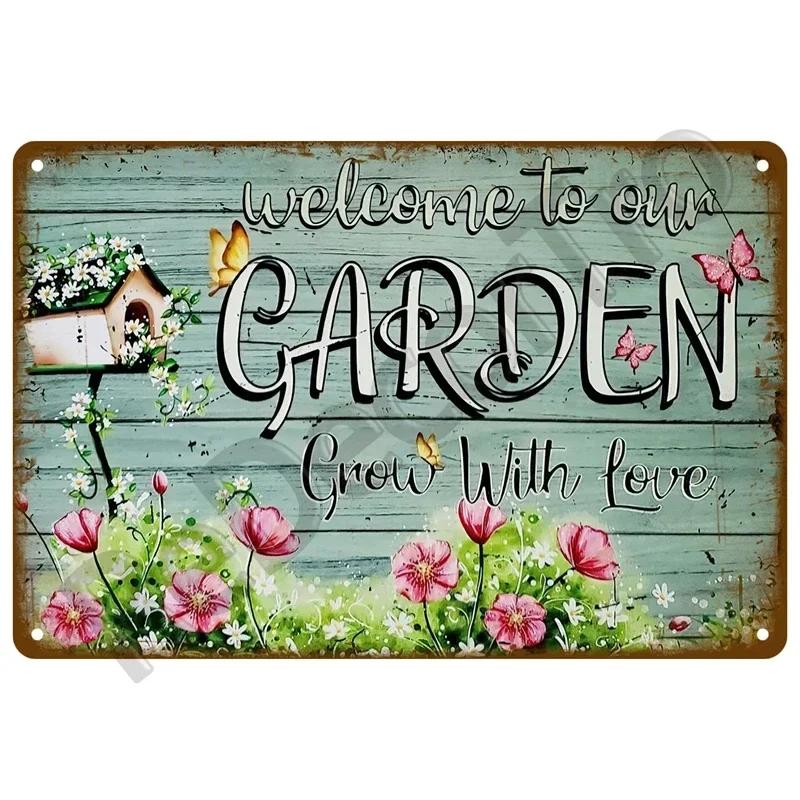 Vintage Gardening Metal Sign Retro Flower Sign Perfect for Outdoor Indoor Home Wall Decor and Farm Decoration