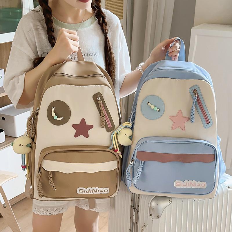 Цветной блок Студенческий школьный рюкзак Рюкзак большой вместимости Женский дорожный рюкзак