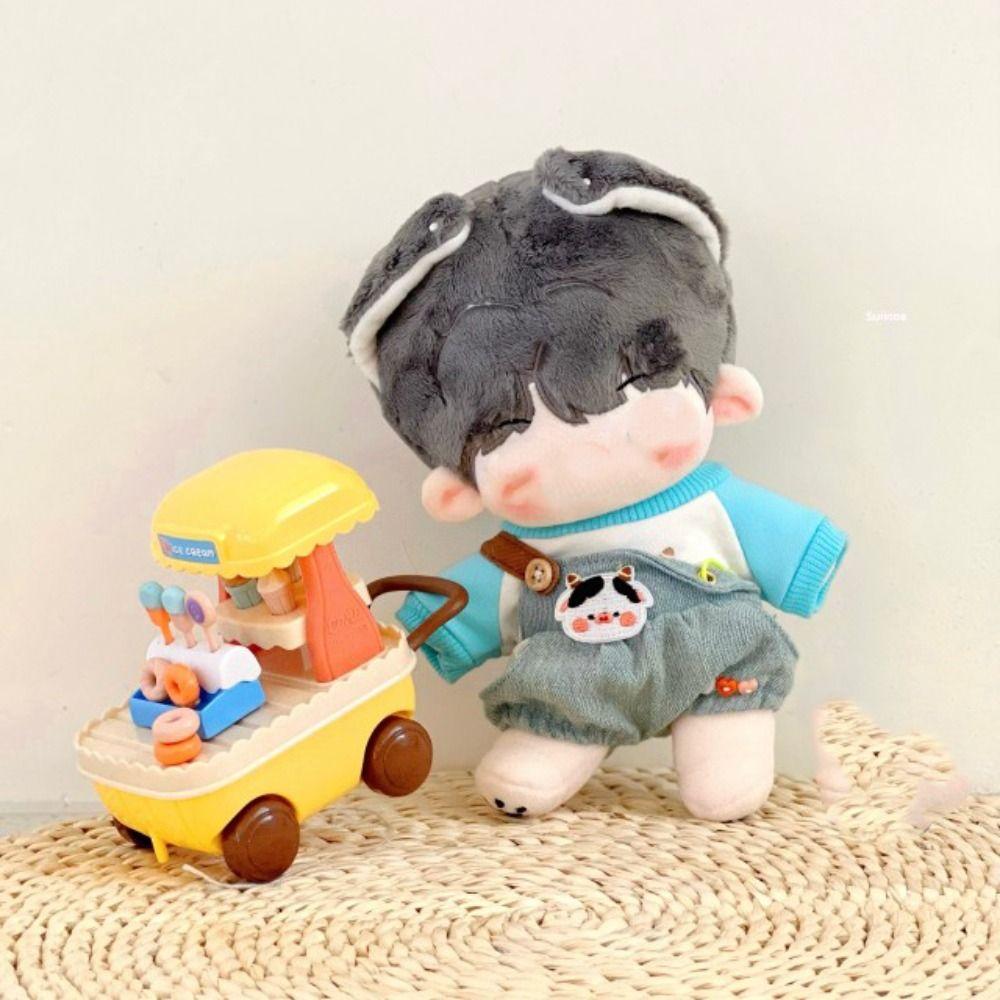 Играть в домик Брюки на подтяжках Футболка Брюки Костюм Одежда для куклы 20 см Мультяшный принт с животными