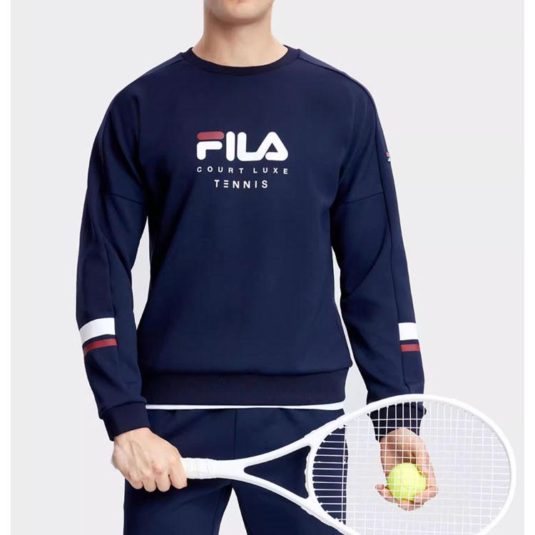 Fila Теплый Дышащий Прочный Свитшот с Круглым Вырезом с Длинным Рукавом Мужские Топы Темно-Синий A11M333203F