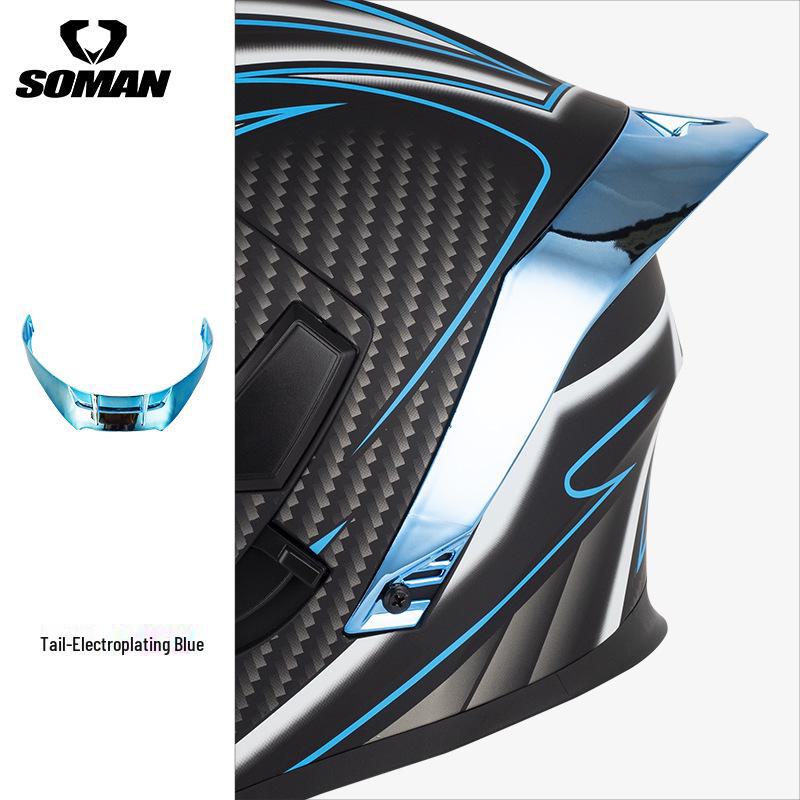 "SM955-S Motorcycle Helmet Tail Wing - Stylish, Unisex Accessory for All-Season Riding"