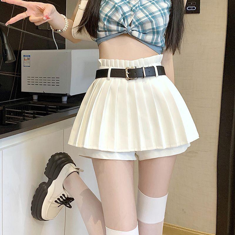 New Pleated Skirt Super Short Sexy Spice Girl High Waist A-Skirt Cute Korean Lined Y2K Summer Mini Skirt Women Party