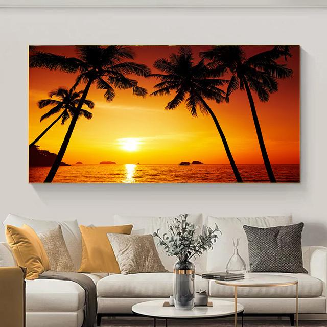 Тропический пляж, пальмы, закат, морской пейзаж, холст, картина, пейзажные постеры и принты, настенные художественные фотографии, домашний декор, без рамки