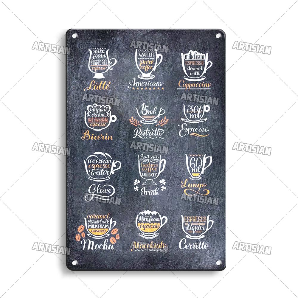 Кофе Металлическая Жестяная Табличка Винтажная Металлическая Табличка с Меню Забавная Металлическая Табличка Декоративная Тарелка Домашний Бар Кафе Стена Индустриальный Декор