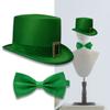 Green Felted Hat Tie Set Festives Celebrations Hat Retros Gentleman Hat Costume Accessory