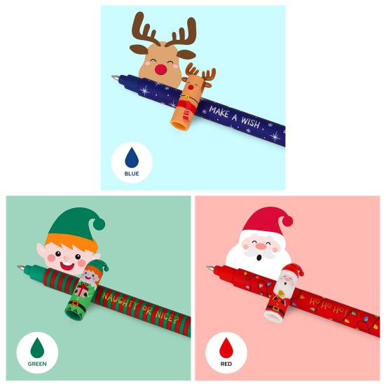 Набор стираемых ручек Рождественская тематика Ручка Санта Олень Эльф Дизайн Ручки для плавного письма Канцелярские принадлежности для студентов учителей