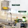 Kitchen Sink Caddy Sponge Holder with Draining Tray Strong Load-Bearing Corrosion-Resistant Hollow Design Dish Soap Sponge Organizer Storage Rack