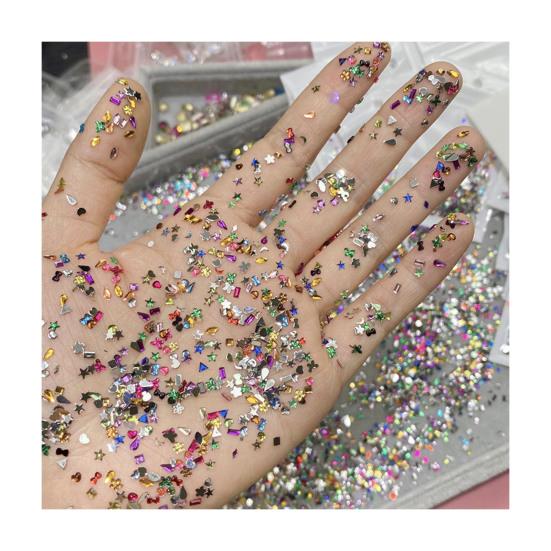 1000 шт./компл. акриловые стразы для дизайна ногтей, ассорти из мини-звезд, сердец, капель воды, цветов, геометрических форм, подвески для самостоятельного украшения ногтей, аксессуары