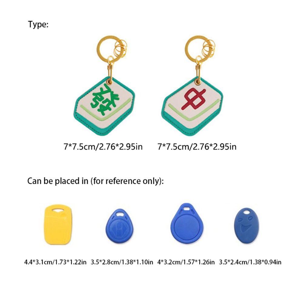 Chinese Style Mahjong Entrance Guard Card Cover Traditional Green Dragon Keychain  Couple