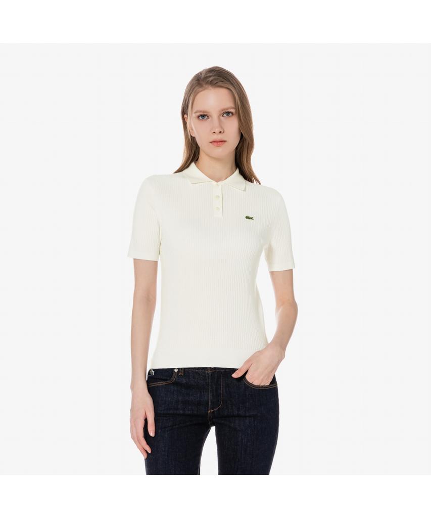 LACOSTE Женский укороченный джемпер-поло с косами, короткий рукав Pf597E-55G 70V