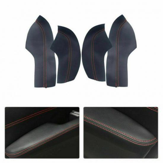 Door Armrest Leather Surface Pad COVER Trim Black for Honda Civic 10th 16-21