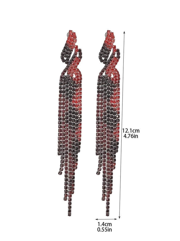 Модные темпераментные блестящие длинные серьги-кисточки со стразами, высококлассные серьги Sense Of Red, вечерние серьги, женские серьги, 1 пара