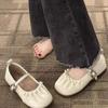 Mary Jane Women's Shoes Spring and Autumn New Flat-bottomed Pleated Shallow Mouth Single Shoes