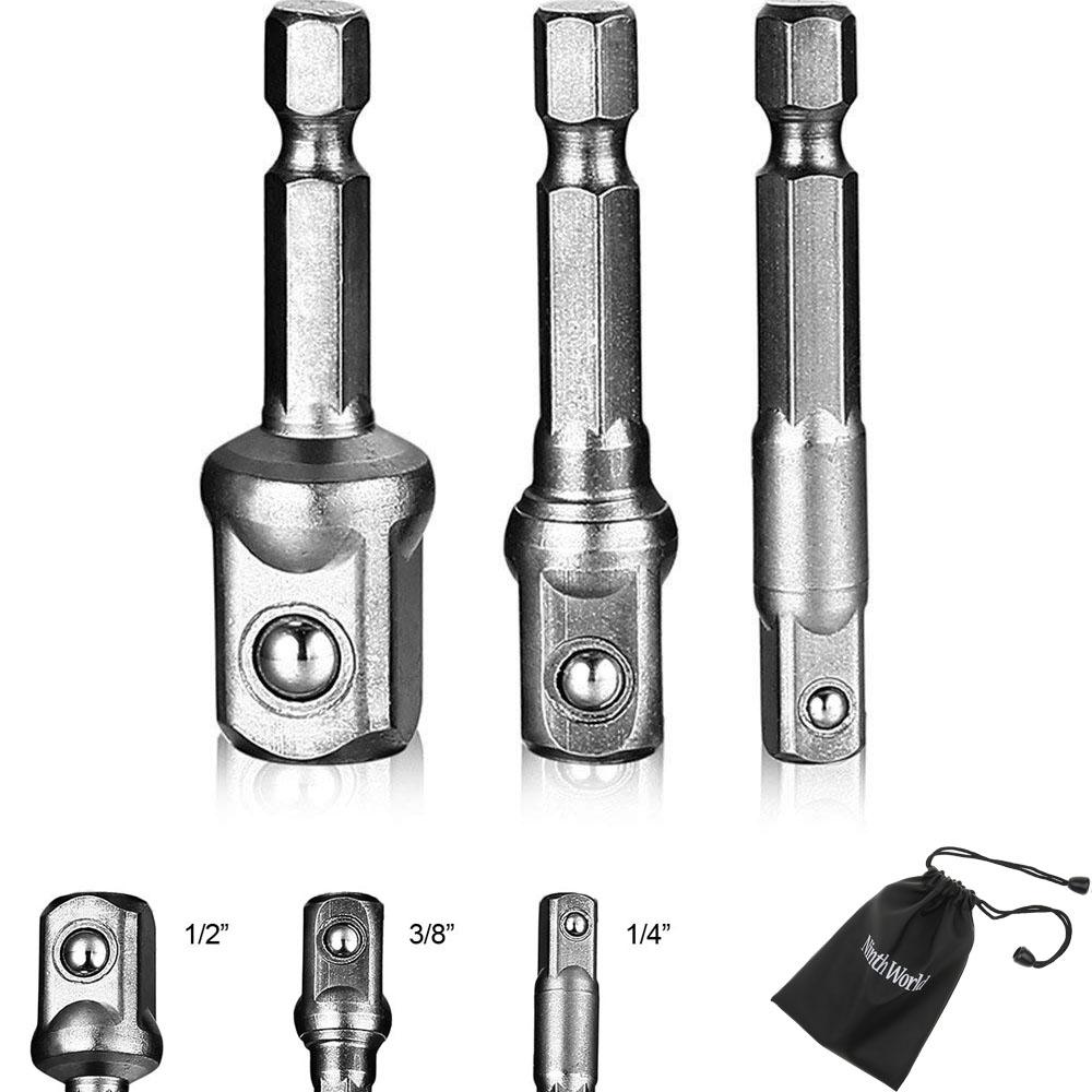 1 комплект адаптеров для ударных головок/удлинителей 1/4" 3/8" 1/2" набор ударных шестигранных сверл набор адаптеров для электродрелей