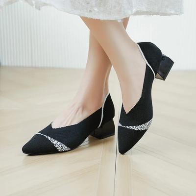 Новые офисные туфли на высоком каблуке для женщин, дышащие сетчатые туфли-лодочки, модные туфли на квадратном каблуке с острым носком для женщин 2024 Zapatos Mujer