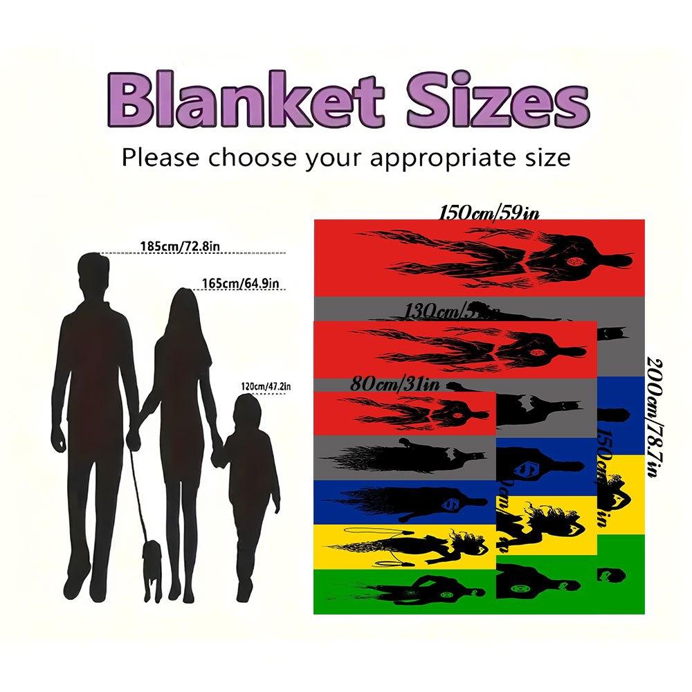 DC Superhero Silhouette Rainbow Flag Print PosterBlanket Flannel Throw Blanket for Sofa, Bed, Travel, Camping, Office, Couch, Chair