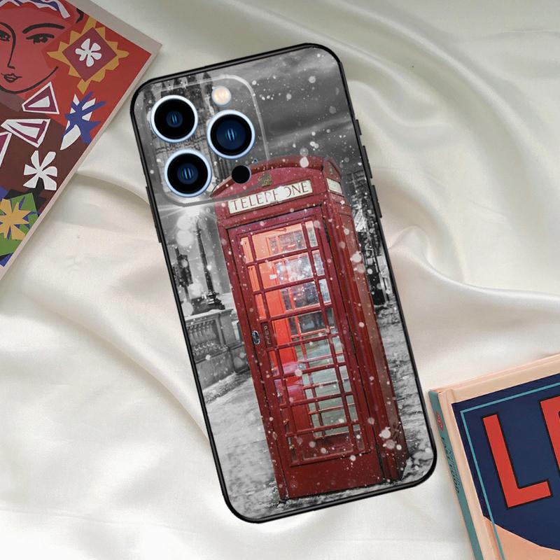 Ретро Зимний Снег Лондон Чехол для Телефона Для iPhone 16 15 14 13 12 11 Pro Max XS X XR Plus 13 12 Mini Чехол Coque