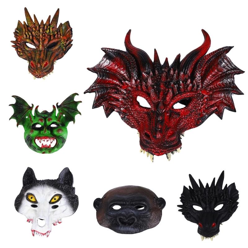 Animal Mask Masquerade Mask Dragon Mask Halloween Party Mask Costume Props Mask Full Head Mask for Fancy Dress Party