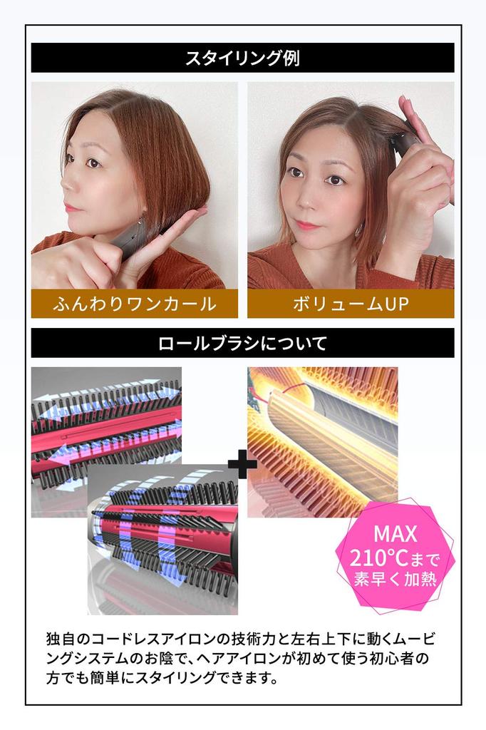 SS Shiny Беспроводной утюжок для волос, Free Curl S (Блестящий Темно-серый), Сверхлегкий, 146г, Макс. 210°C, Алмазно-керамическое покрытие