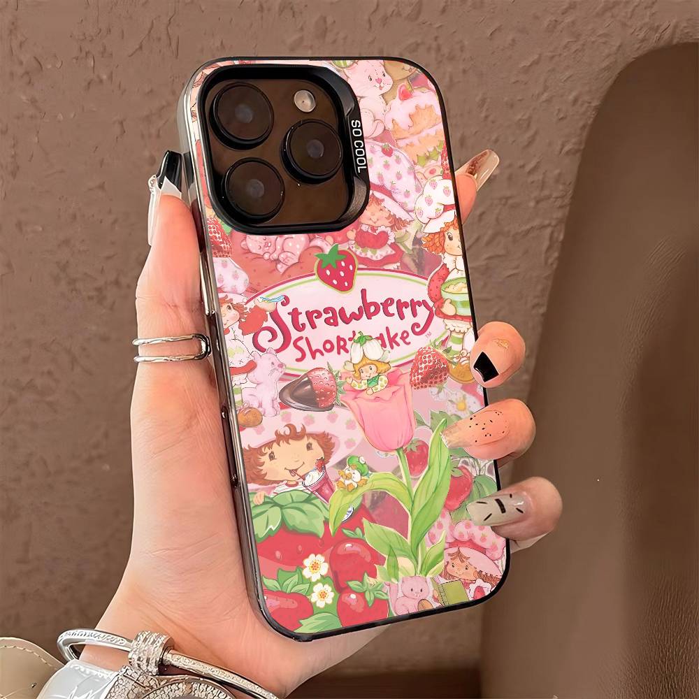 Чехол для телефона Клубничный Ш-Шорткейк для iPhone 17 17Air 16 15 14 13 12 11 Pro Max Plus Цветной Серебристый
