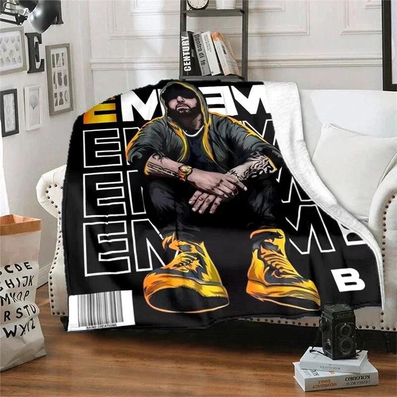 Плед с принтом хип-хоп исполнителя E-Eminem, Модный и теплый фланелевый плед, Плед для пикника, Плед для кровати, Подарок на день рождения