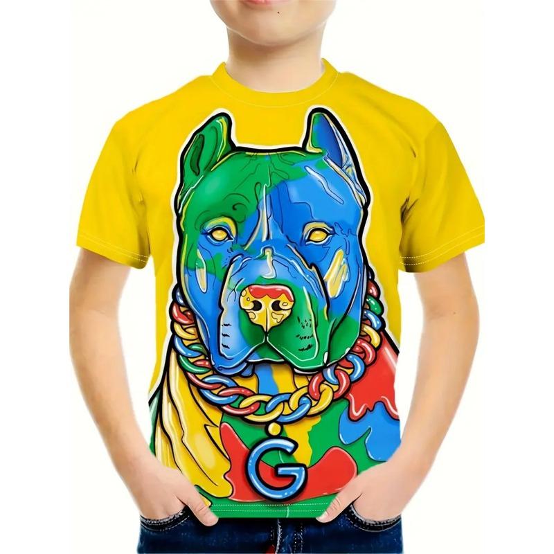 Летняя детская одежда для мальчиков с принтом 3D-кота, футболка с коротким рукавом, детская одежда, модная футболка для мальчиков, топ, футболка