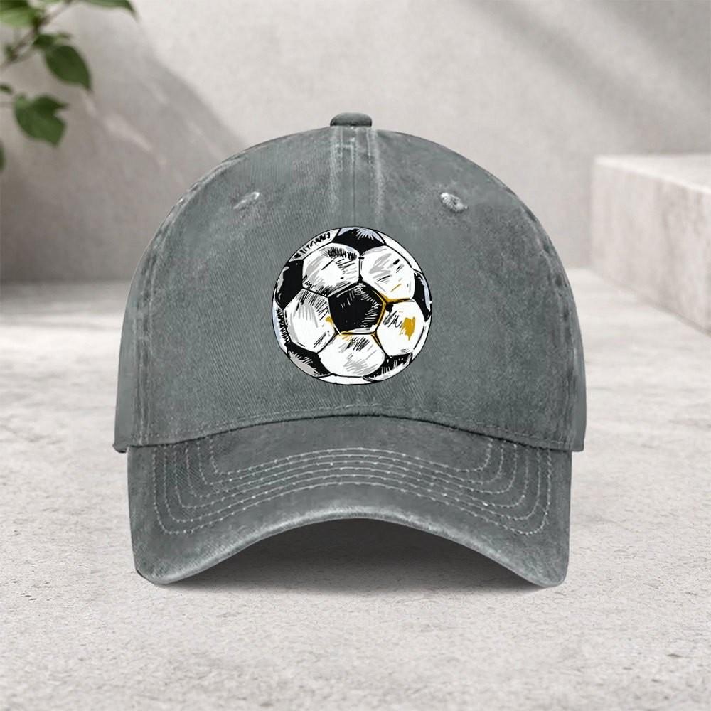 Soccer Graffiti Baseball Cap Washed Cotton Adjustable Outdoor Sports Vintage Style for Unisex Women