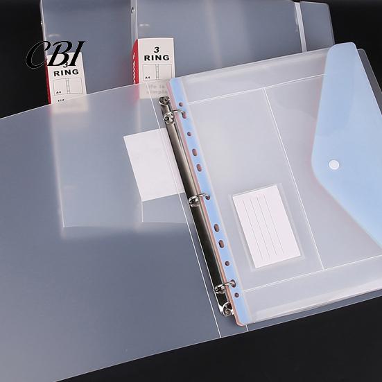 Light Pink File Folder 11 Hole Expandable Binder Folders for 2/3/4 Ring Document Pouch, Plastic Envelopes Blue Pouch Pocket with Snap Button & Label,