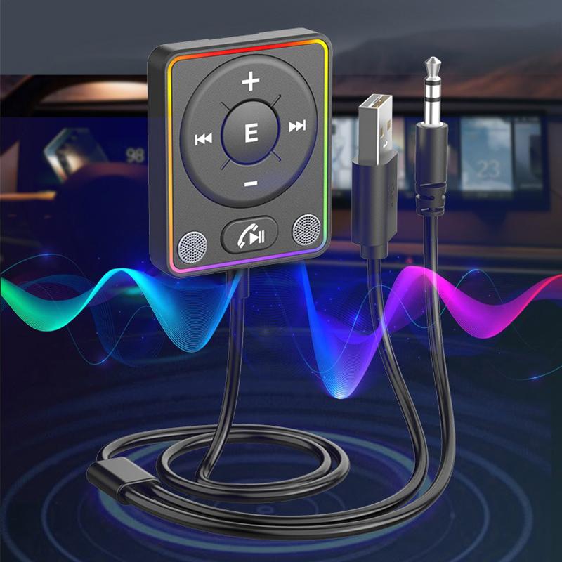 Автомобильный адаптер Bluetooth 5.4 с двойными микрофонами и шумоподавлением, автомобильный Bluetooth-комплект AUX для звонков в режиме громкой связи и стереоаудио