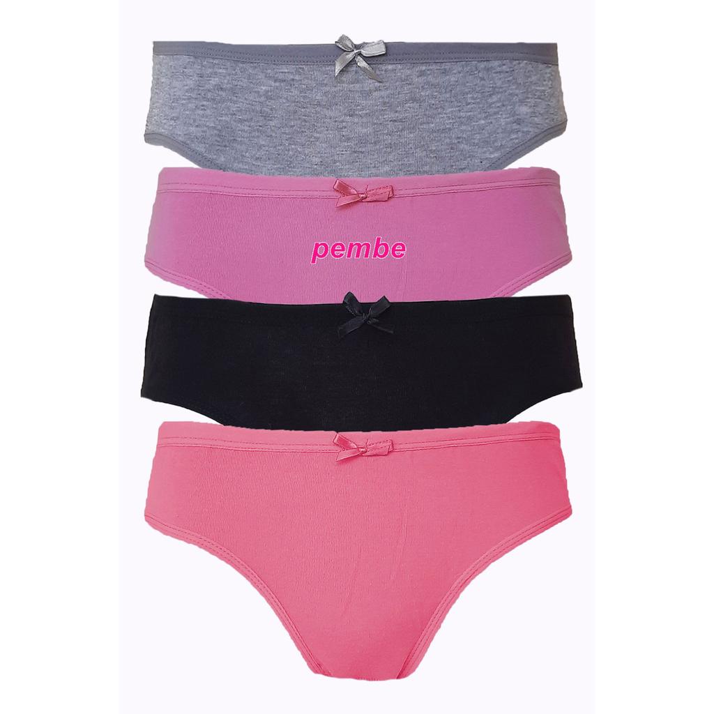 Женские хлопковые трусики-бикини из 4 предметов, цветное нижнее белье с бантом