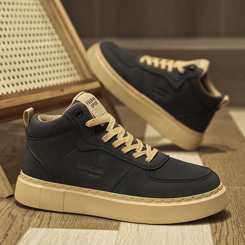 Новые осенне-зимние высокие кеды мужские туфли теплые уличные туфли повседневные туфли легкие, нескользящие и износостойкие на толстой подошве студенческие