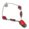 Natural Italian Red Coral, Pearl 925 Sterling Silver Jewelry Necklace 18" e3H93