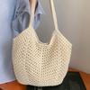 Cotton Rope Woven Straw Bag Women's Large Capacity Casual Shoulder Seaside Holiday Beach Bag