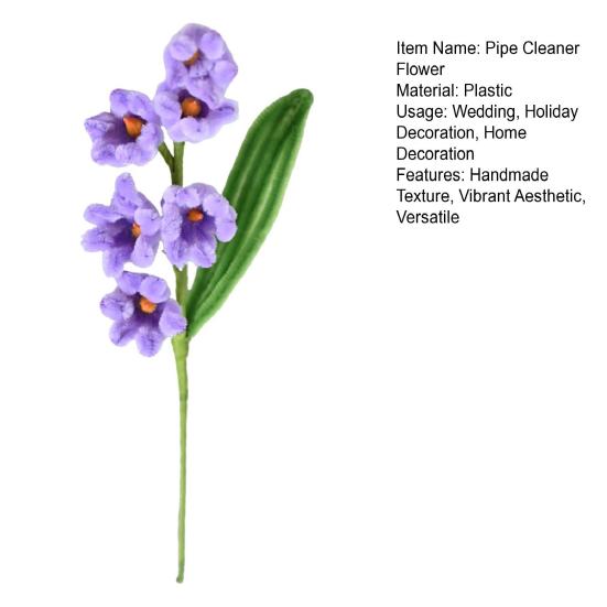 Pipe Cleaner Flower Handmade Craft Soft Furry Hand-Twisted Texture Fake Flower Home Decor Photo