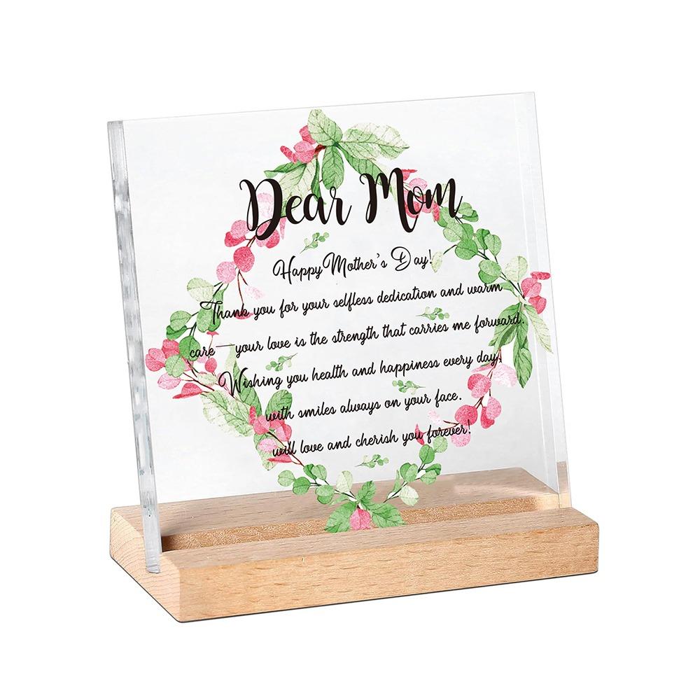 Waterproof Mother's Day Desktop Sign Romantic Love Flowers Ornament Mom Tabletop Sign  Studio Desk