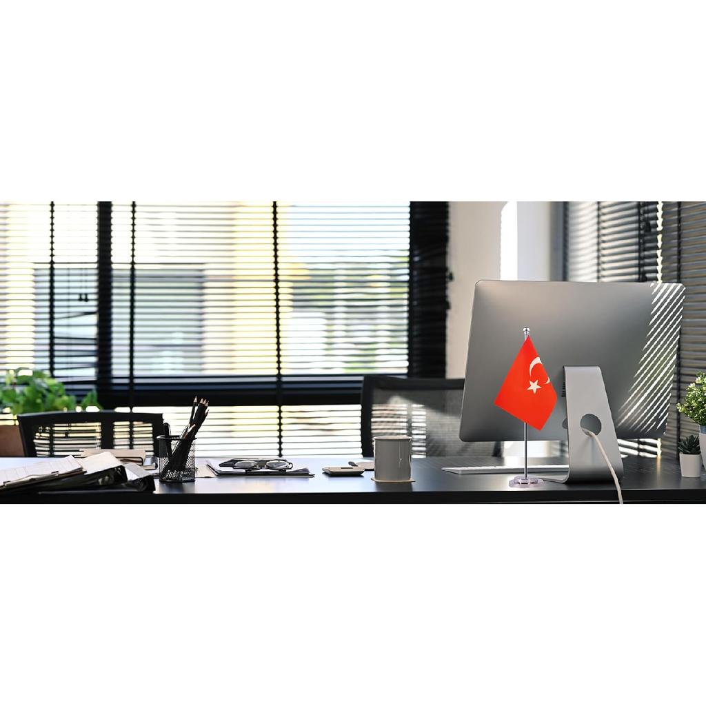 Турецкий настольный флажок Турции, Маленький мини, 5,8 x 11,8 дюймов, Красный, Патриотический, Устойчивый к выцветанию, Для помещений, Настольное крепление, Прямоугольный флаг для дома, офиса,