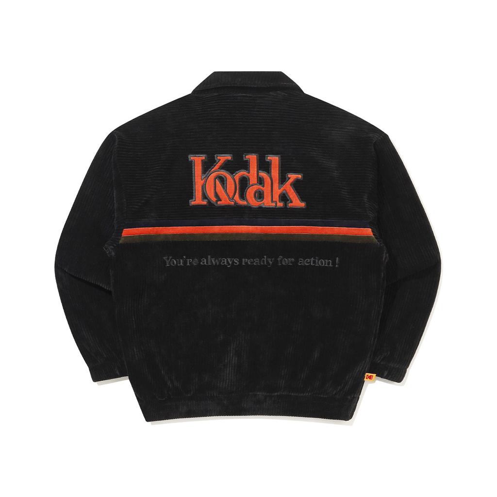 KODAK Velvet Corduroy Stand Neck Zip-Up Black
