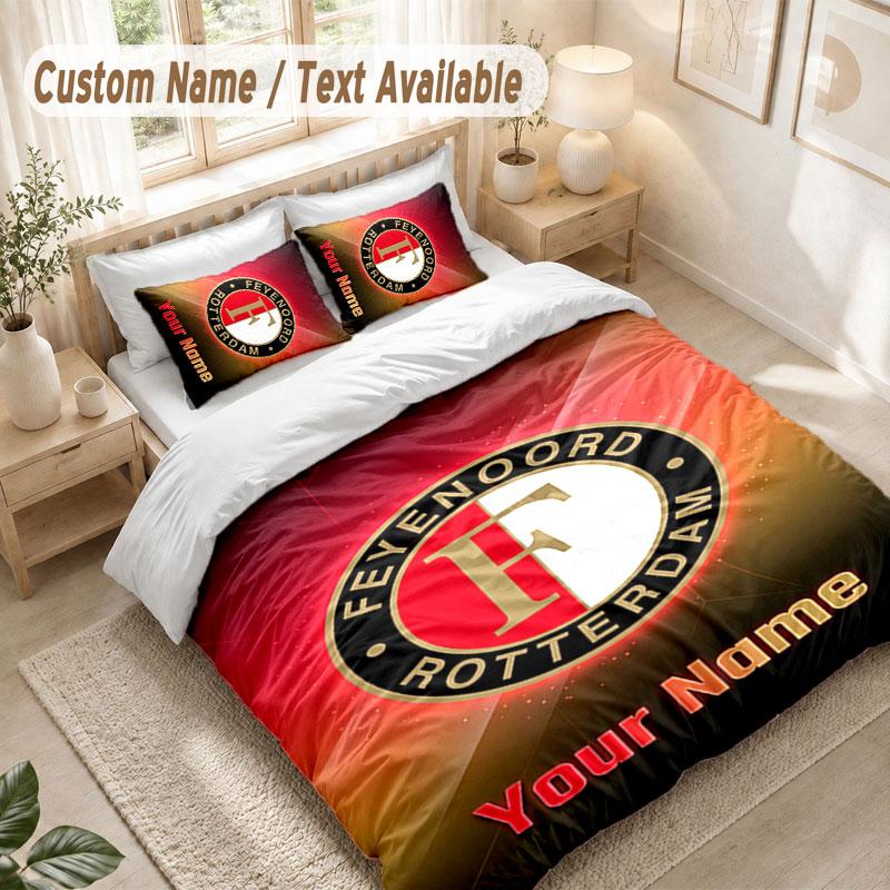 Custom Name Bedding Set 3 PiecesFeyenoord Print Duvet Cover + 2 Pillowcases Soft Bed Decor