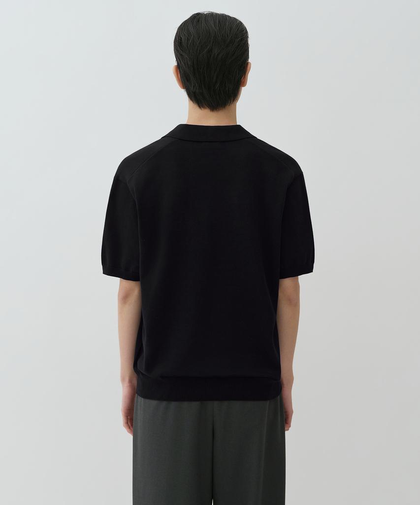 MUSINSA STANDARD Washable Supima Cotton Slit Neck Knitted Polo Shirt [Black]