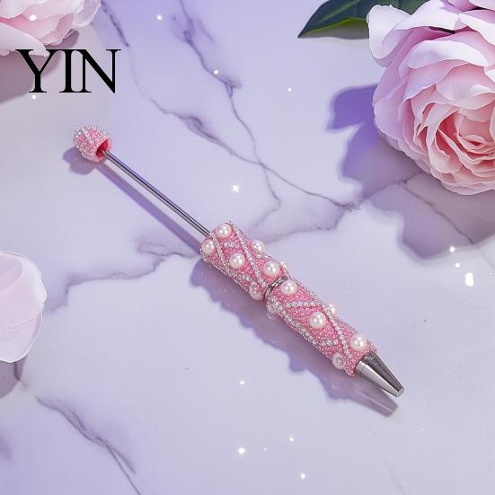 Рукоделие для взрослых DIY Ручка с бусинами, Блестящие стразы и искусственный жемчуг, Нанизывание бусин, Творческие подарки, Сестрам, Черная шариковая ручка