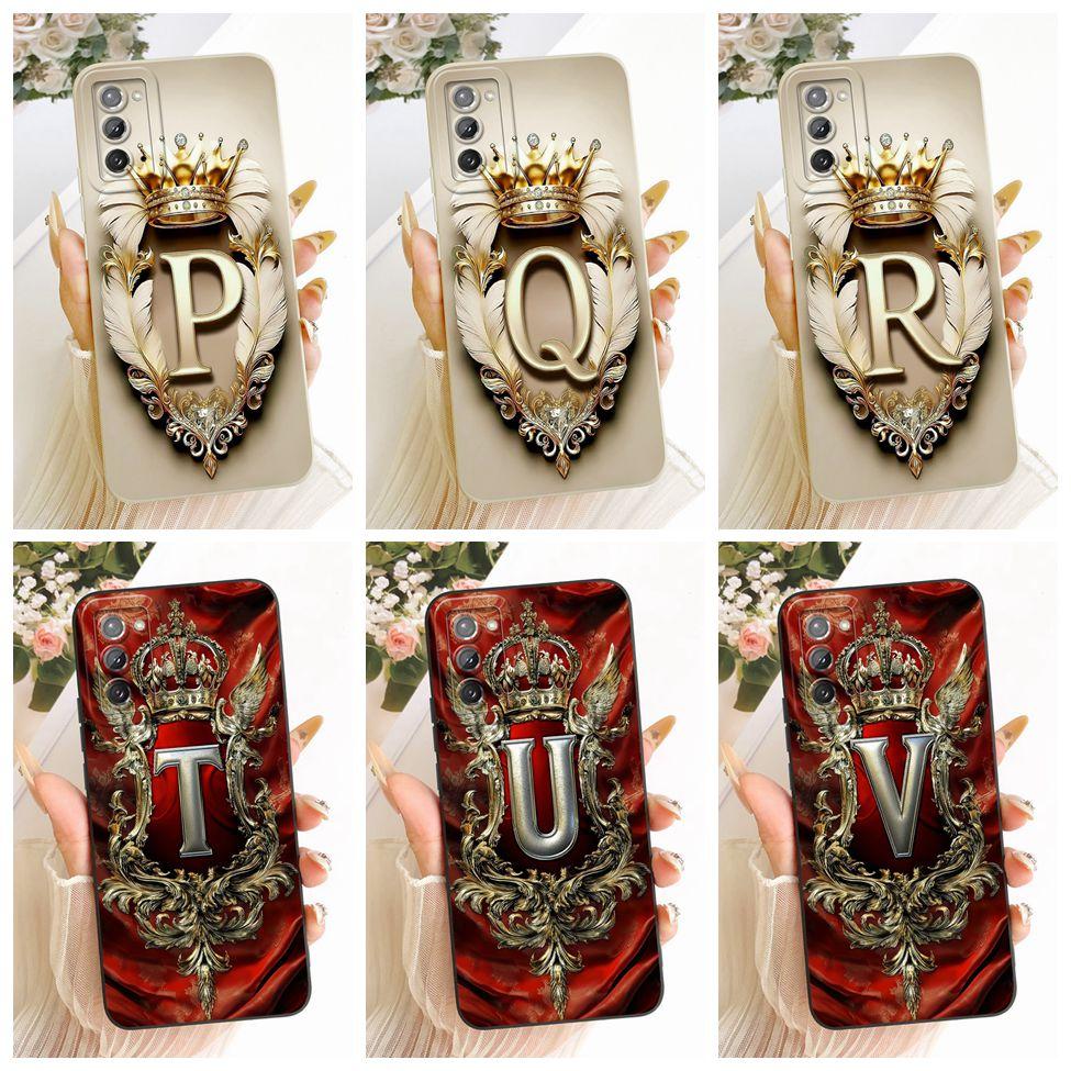 For Samsung Galaxy Note20 5G SM-N981B Case For Samsung Note20 5G Cover Luxury A-Z Letters Cool Crown 2D Painted Silicone Casing