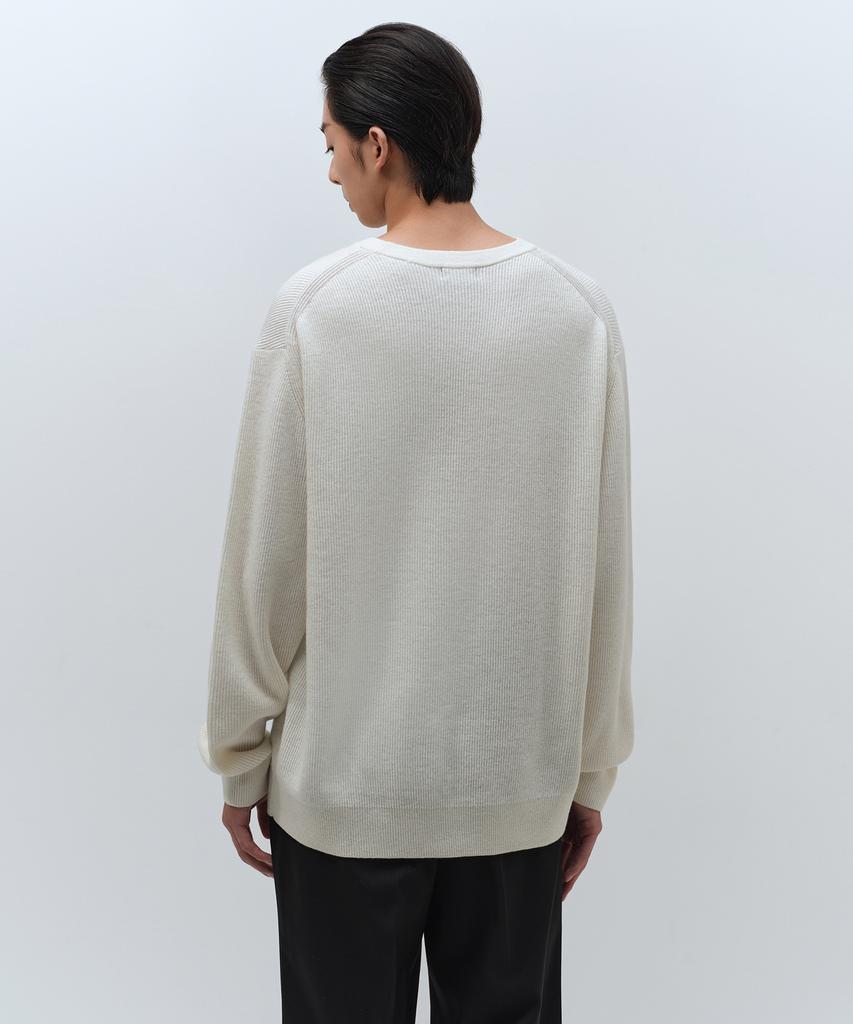 Musinsa Standard [Victoria Wool] Минималистичный вязаный джемпер в рубчик с круглым вырезом [Кремовый]