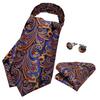 Новый галстук Ascot для мужчин, классический галстук с узором пейсли, шелковый носовой платок с запонками, набор галстуков для вечеринки