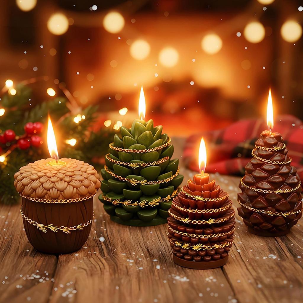 Pine Cone Silicone Candle Molds Reusable Christmas Candle Making Molds Wax Resin Casting Molds Craft Supplies DIY Baking Decor