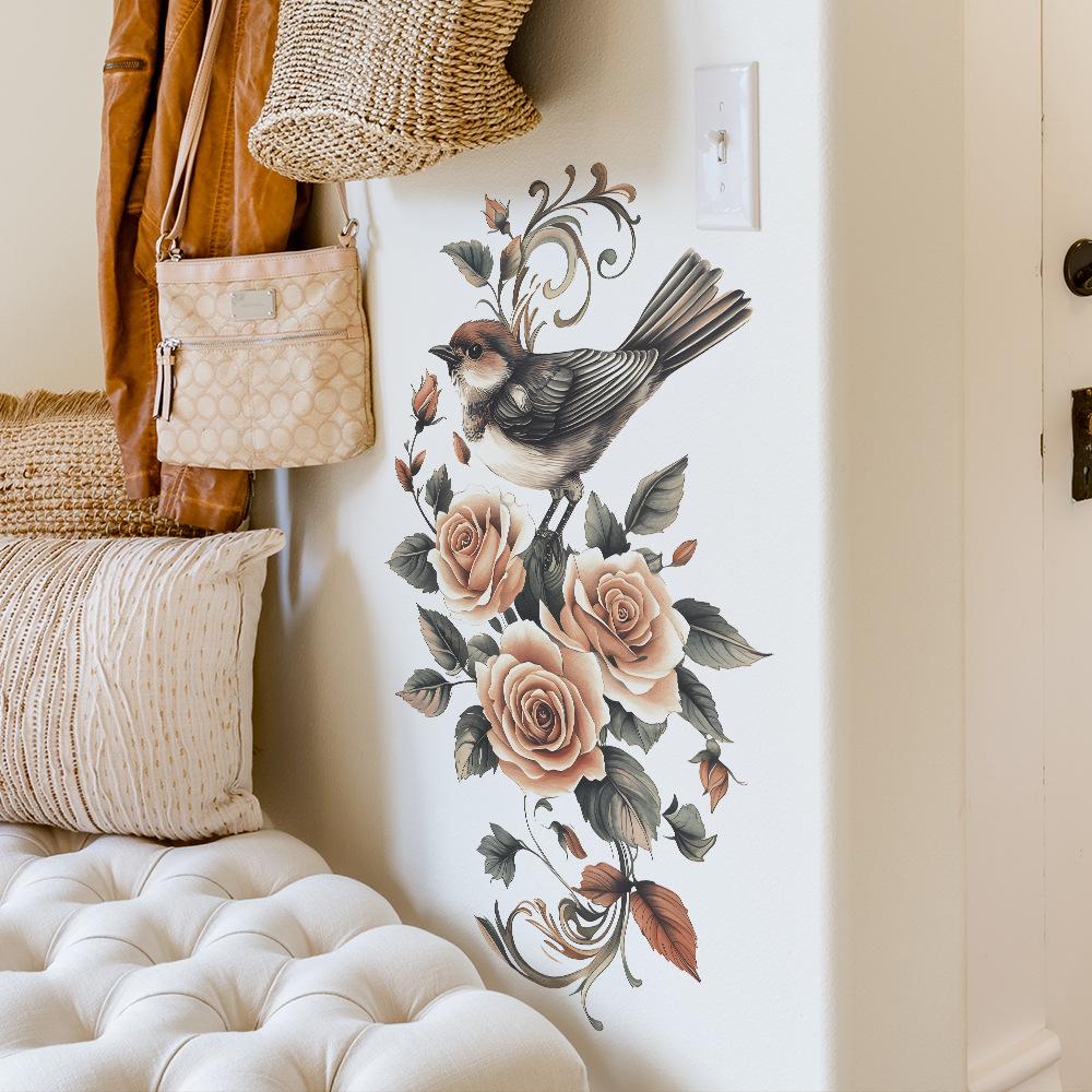 Ретро Цветок и Птица Спальня Гостиная Прихожая Дом Фон Украшение Наклейки на Стену