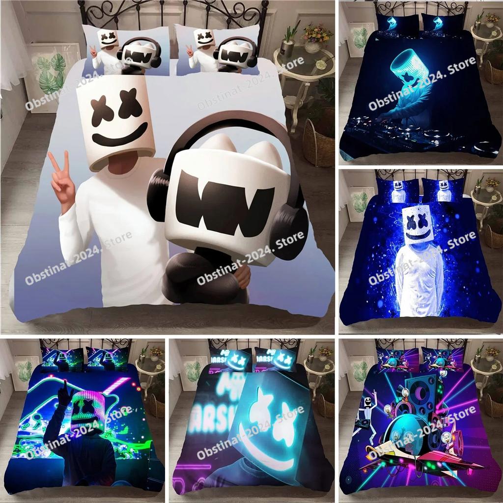 DJ Lovers Постельное белье Декор спальни 3D узор Маршмелло Мягкое пододеяльник с наволочкой Хип-хоп Музыка EDM Мозаика DJ Комплект постельного белья