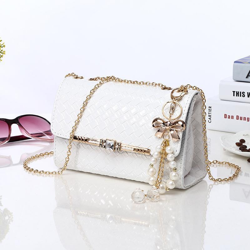 Тканая простая сумка-мессенджер на плечо новая мини маленькая сумка универсальная цепочка из ПУ сумка для мобильного телефона женская