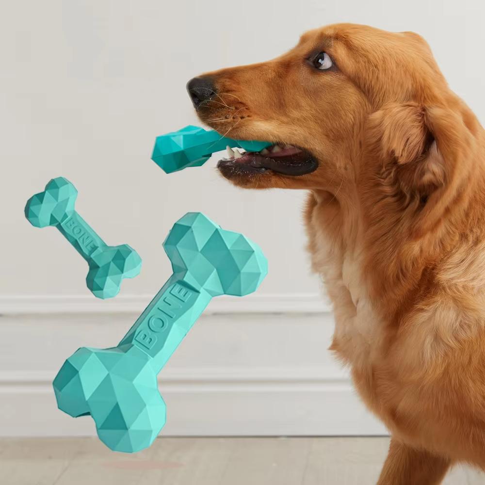 Bite Training Eco-Friendly Rubber Chewing Resistance and Durability Bone Shape Design Multi-functional Pet Dog Chew Toy