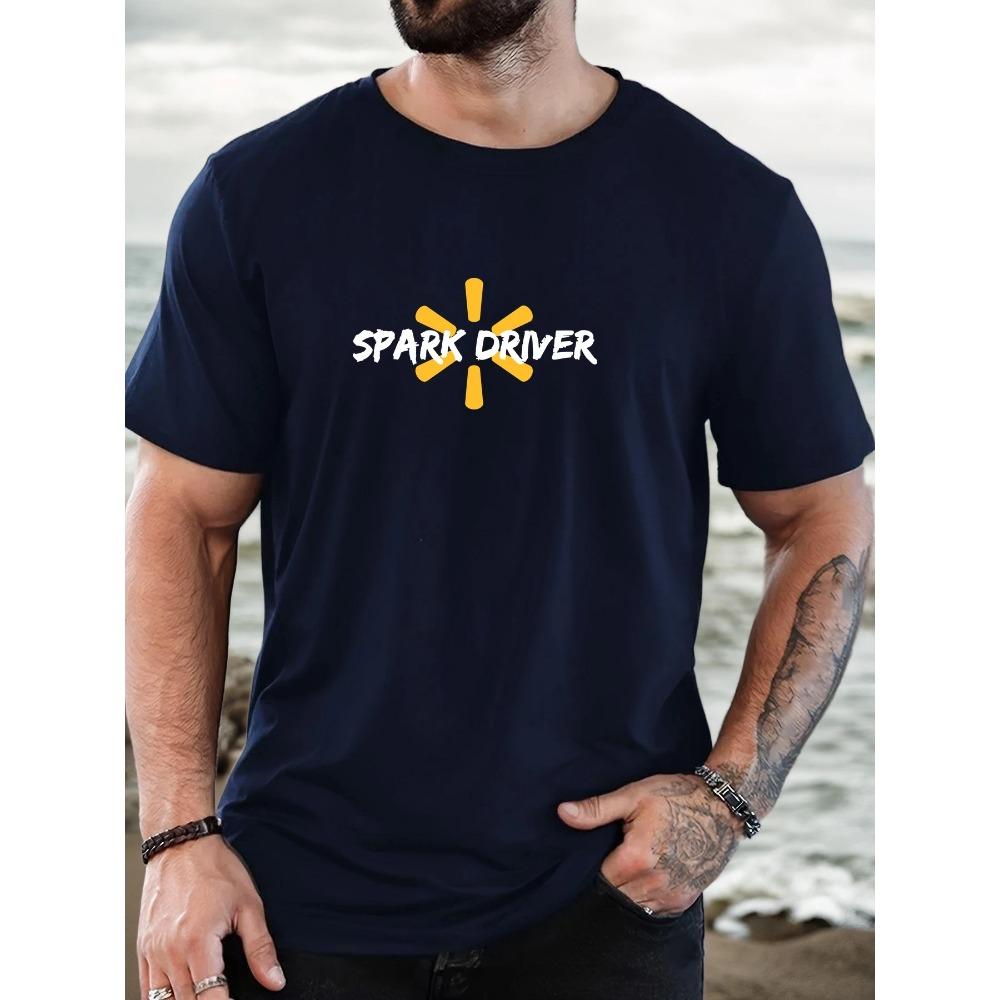 Men's SPARK DRIVER pattern summer casual crew neck short T-shirt