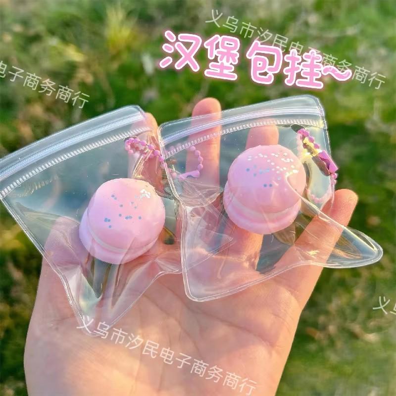 2PCS Mochi Taba Squishy Kawaii Mini Pink Black Biscuit Hamburger Bread Dessert DIY Pendant Squeeze Girl Toy Kids Birthday Gift